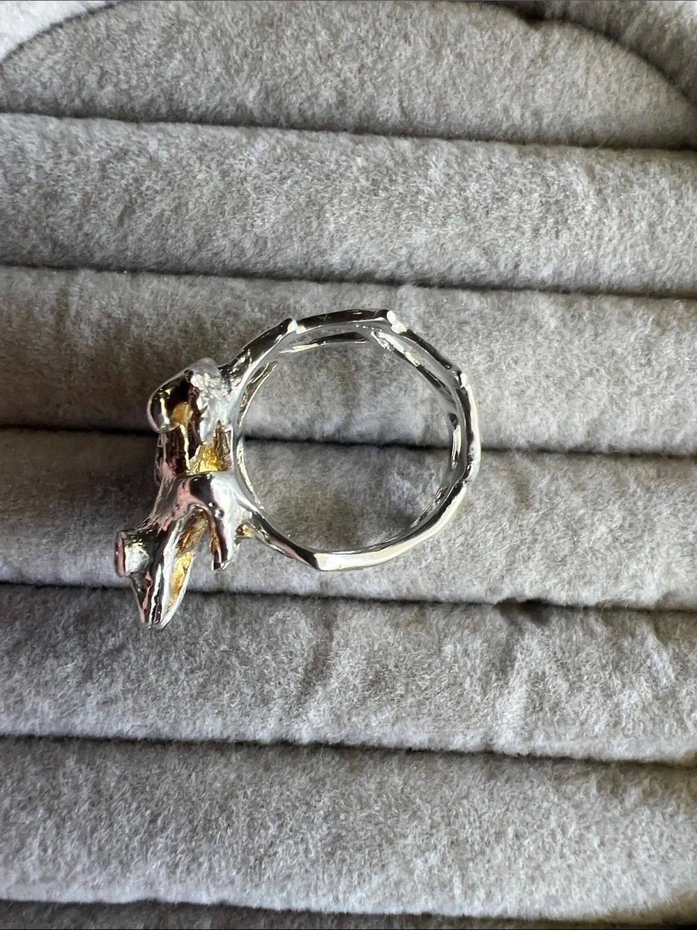 Artisan Frog Garnet Ring in Silver